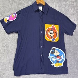 Men's Disney Shirt Blue Mickey Goofy 50th Vault Collection Hawaiian Camp Size XS